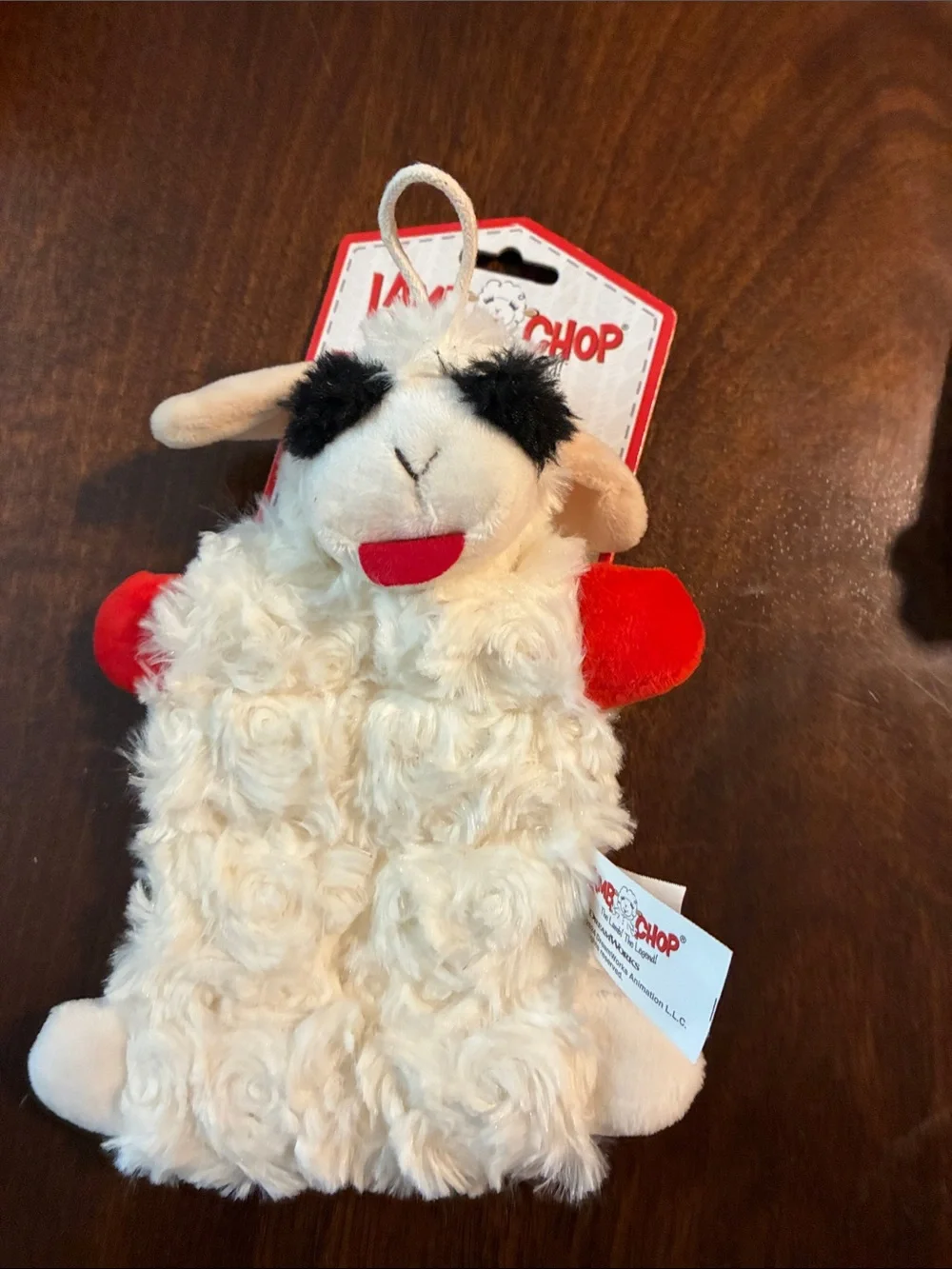 Plush Lamb Dog Toy - Cream & Red